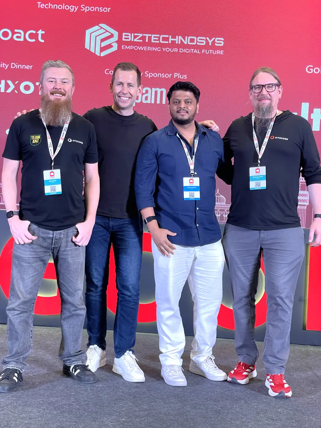 Yuvraj with members of the Sitecore team on stage at SUGCON India 2026