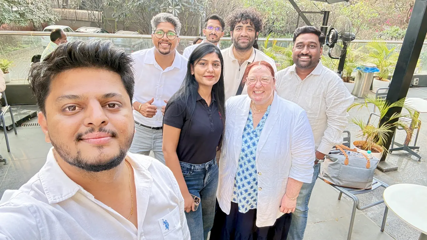 Yuvraj taking a selfie with team members in Pune